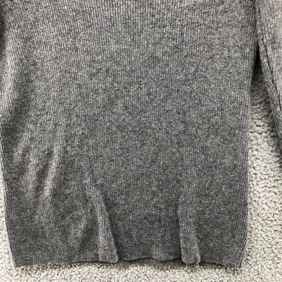 Soft Surroundings Sweater Womens L Ribbed Scoop Neck Gray Wool Blend Fitted - Picture 3 of 8